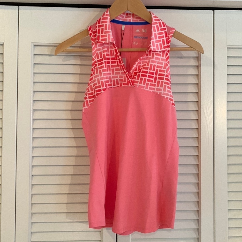 Adidas Golf Climacool Pink Patterned Pure Motion Tank Polo Top NWT Size XS